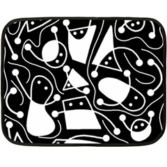 Playful Abstract Art - Black And White Fleece Blanket (mini) by Valentinaart