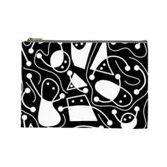 Playful Abstract Art - Black And White Cosmetic Bag (large)  by Valentinaart