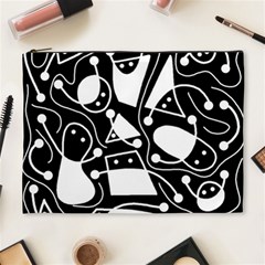 Playful Abstract Art - Black And White Cosmetic Bag (xl) by Valentinaart