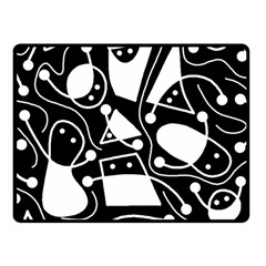 Playful Abstract Art - Black And White Fleece Blanket (small) by Valentinaart