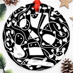 Playful abstract art - Black and white Ornament (Round Filigree)  Front