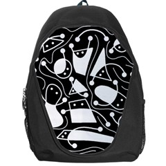 Playful Abstract Art - Black And White Backpack Bag by Valentinaart