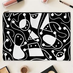 Playful Abstract Art - Black And White Cosmetic Bag (xxxl)  by Valentinaart