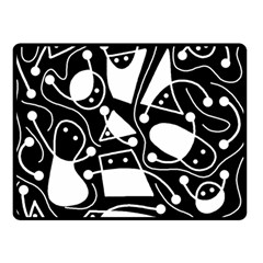 Playful Abstract Art - Black And White Double Sided Fleece Blanket (small)  by Valentinaart