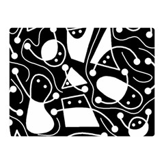 Playful Abstract Art - Black And White Double Sided Flano Blanket (mini)  by Valentinaart