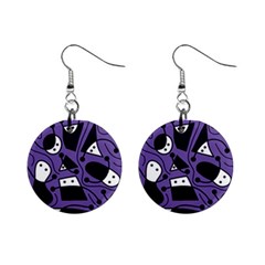 Playful Abstract Art - Purple Mini Button Earrings by Valentinaart