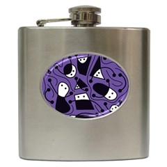 Playful Abstract Art - Purple Hip Flask (6 Oz) by Valentinaart