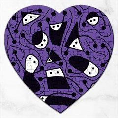 Playful Abstract Art - Purple Jigsaw Puzzle (heart) by Valentinaart