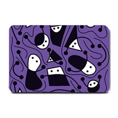 Playful Abstract Art - Purple Small Doormat  by Valentinaart