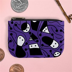 Playful Abstract Art - Purple Mini Coin Purses by Valentinaart