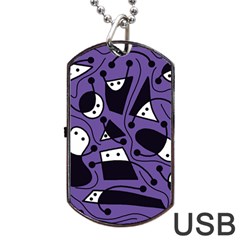 Playful Abstract Art - Purple Dog Tag Usb Flash (two Sides)  by Valentinaart