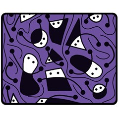 Playful Abstract Art - Purple Double Sided Fleece Blanket (medium)  by Valentinaart