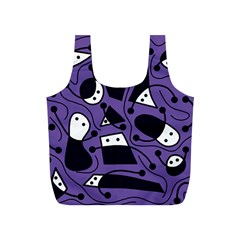 Playful Abstract Art - Purple Full Print Recycle Bags (s)  by Valentinaart