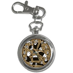 Playful Abstract Art - Brown Key Chain Watches by Valentinaart