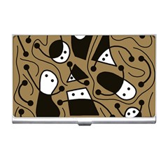 Playful Abstract Art - Brown Business Card Holders by Valentinaart