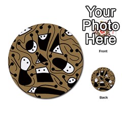 Playful Abstract Art - Brown Multi-purpose Cards (round) 