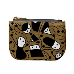 Playful Abstract Art - Brown Mini Coin Purses by Valentinaart