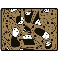 Playful Abstract Art - Brown Fleece Blanket (large)  by Valentinaart