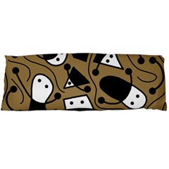 Playful Abstract Art - Brown Body Pillow Case Dakimakura (two Sides) by Valentinaart