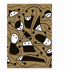 Playful Abstract Art - Brown Small Garden Flag (two Sides) by Valentinaart