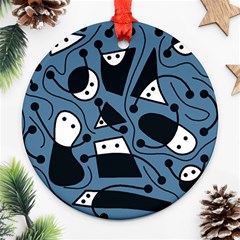 Playful Abstract Art - Blue Ornament (round)  by Valentinaart