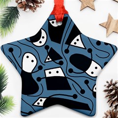 Playful Abstract Art - Blue Ornament (star)  by Valentinaart