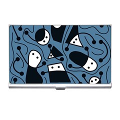 Playful Abstract Art - Blue Business Card Holders by Valentinaart