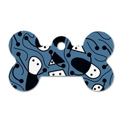 Playful Abstract Art - Blue Dog Tag Bone (two Sides) by Valentinaart