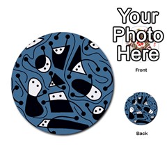 Playful Abstract Art - Blue Multi-purpose Cards (round)  by Valentinaart