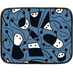 Playful Abstract Art - Blue Double Sided Fleece Blanket (mini)  by Valentinaart