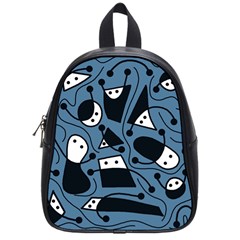 Playful Abstract Art - Blue School Bags (small)  by Valentinaart