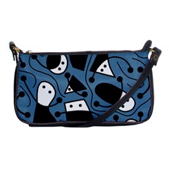 Playful Abstract Art - Blue Shoulder Clutch Bags by Valentinaart