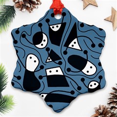 Playful Abstract Art - Blue Ornament (snowflake)  by Valentinaart