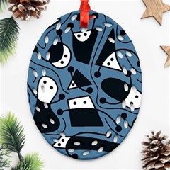 Playful Abstract Art - Blue Ornament (oval Filigree)  by Valentinaart