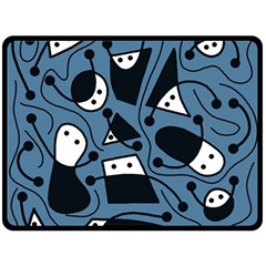 Playful Abstract Art - Blue Double Sided Fleece Blanket (large)  by Valentinaart