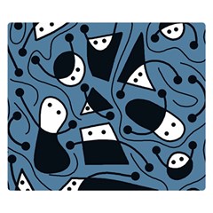 Playful Abstract Art - Blue Double Sided Flano Blanket (small)  by Valentinaart