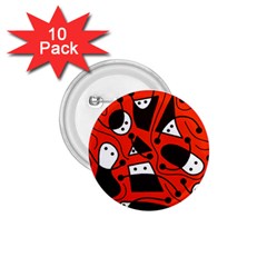 Playful Abstract Art - Red 1 75  Buttons (10 Pack) by Valentinaart