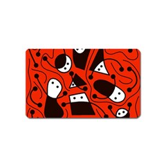 Playful Abstract Art - Red Magnet (name Card) by Valentinaart