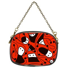 Playful Abstract Art - Red Chain Purses (one Side)  by Valentinaart