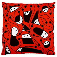 Playful Abstract Art - Red Standard Flano Cushion Case (one Side) by Valentinaart