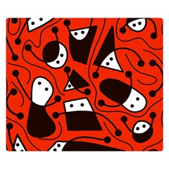 Playful Abstract Art - Red Double Sided Flano Blanket (small)  by Valentinaart