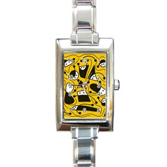 Playful abstract art - Yellow Rectangle Italian Charm Watch