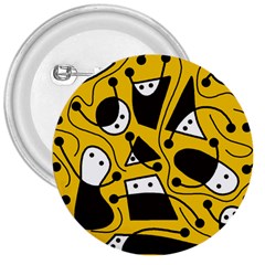 Playful abstract art - Yellow 3  Buttons