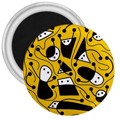 Playful abstract art - Yellow 3  Magnets