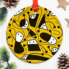 Playful abstract art - Yellow Ornament (Round) 