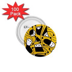 Playful abstract art - Yellow 1.75  Buttons (100 pack) 