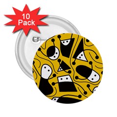 Playful abstract art - Yellow 2.25  Buttons (10 pack) 