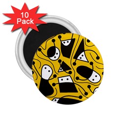 Playful abstract art - Yellow 2.25  Magnets (10 pack) 