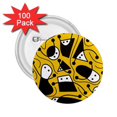 Playful abstract art - Yellow 2.25  Buttons (100 pack) 