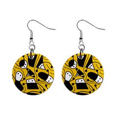 Playful abstract art - Yellow Mini Button Earrings